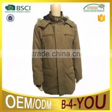 Mens Padded Parka Long Jacket Detatchable Padded Hood With Real Fur Hood