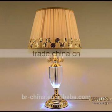 high quality crystal table lamp with LED light and lace lamp shade