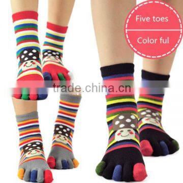 Kids cartoons cotton five toe socks