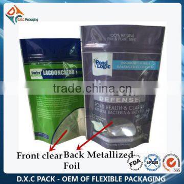 Front Clear-Back Metallized Doypack Stand Up Pouch With Re-closure Ziplock