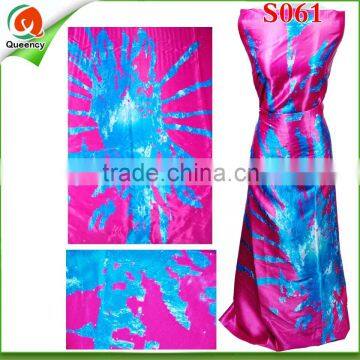 S061 Charming Polyester Satin Fabric With Stones Spandex African Fabric For Women Dress