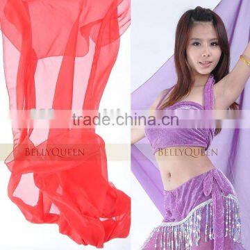 red chiffon belly dance veil