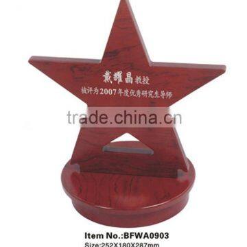 wooden star award/plaque