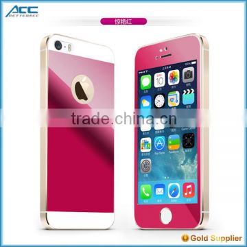 Front+Back Metallic plating color tempered glass screen protector for iPhone 5 5s