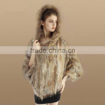 2016 High quality kintted rabbit fur shawl