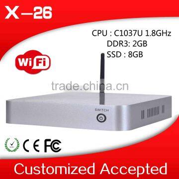 1037u mini computer XCY x-26 fan desktop thin client 2g ram 8g ssd build-in-wifi tablet pc