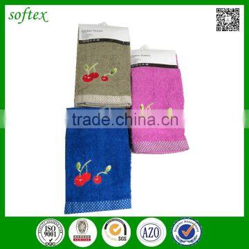 China supplier cherry embriodery kitchen terry tea towels with dobby