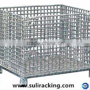 Convenient Foldable Wire Mesh Containers With Wheels For Storage System