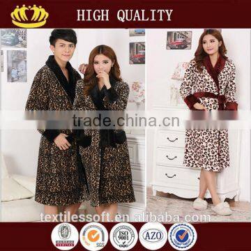 wholesale coral fleece sexy leopard couples bathrobe