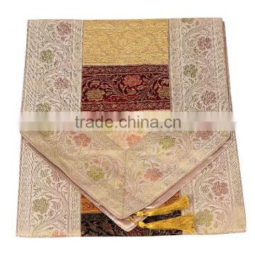 Stripe Design White Border Colour Silk Table Runner