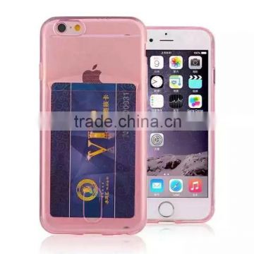 Ultraslim clear TPU crystal case with card slot for Apple iPhone 6 and 6+,card holder cover for mobile