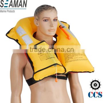 CE certificated co2 automatic inflatable personal flotation device (PFD) life jacket with mesh pocket