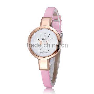 Fashion Good Quality Imported Japan Quartz Stainless Steel Vogue Pink PU leather Wrist Watch Made in China in Stock!