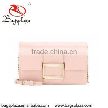 China Supplier Guangzhou Factory Elegant Pink PU Leather Brand Women Clutch Bag