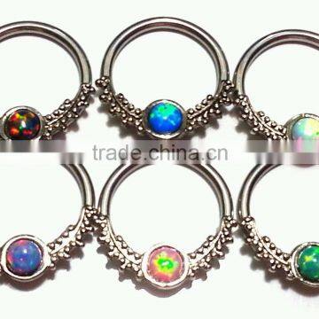 Opal Septum Clicker Ring Opal Body Piercing