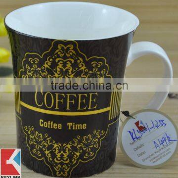 14OZ coffee shop design fully decal printed ceramic cup, shiny surface new bone china mug, KL5001-10255