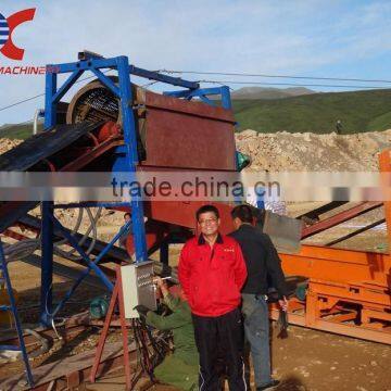 movable gold trommel/alluvial gold washing trommel screen