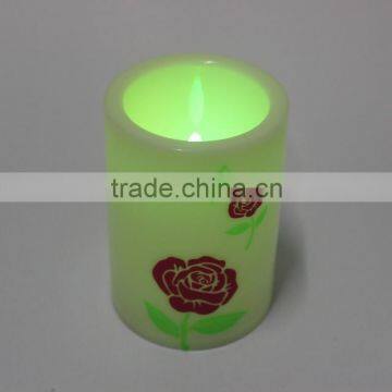 4inch rose flower printed plastic multicolor romantic decorative candles gife for Valentine's Day