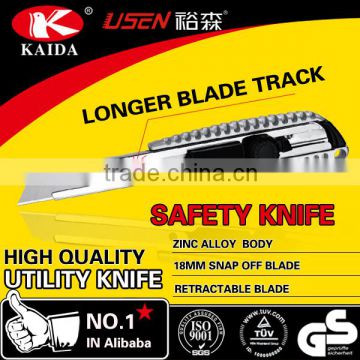 18mm Snap Off Blade Zinc alloy utility knife with longer blade track