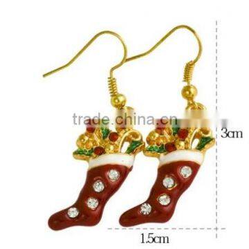 Stylish Pair Of Santa's Red Boots Alloy Earrings