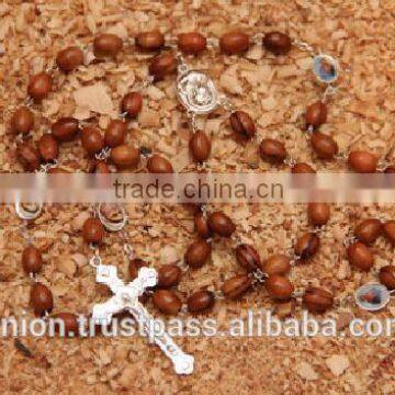 Olive Wood Rosary With Oval Beads