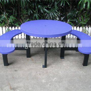 Outdoor metal picnic table and seat