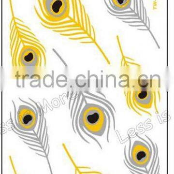 Feather water transfer customized gold tattoo supply, metallic temporary tattoo sticker