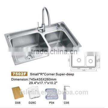 2014 LELIN double bowls stainless steel kichen sinks LL-7502F