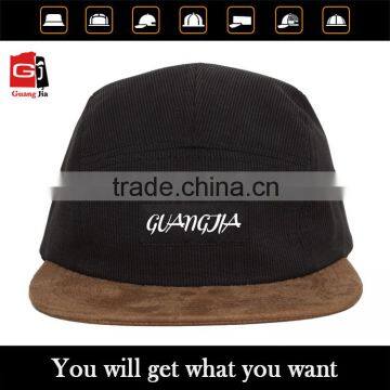 OEM corduroy 5 panel hat plain embroidery logo 5 panel camp cap hat wholesale