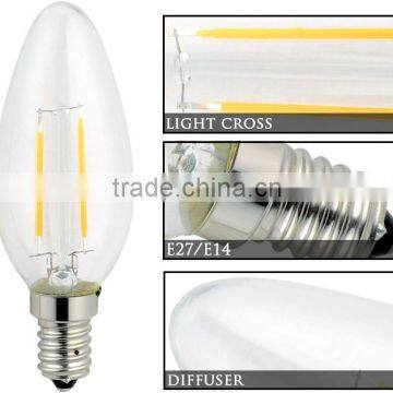 2015 New Product C37L 2W LED Filament Candle Light With Clip E14/E27 With Tail of CE and ROHS Approved Led Window Candle Lights photo-3