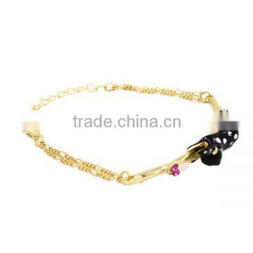 Wholesale fashion enamel black cat chains bracelet