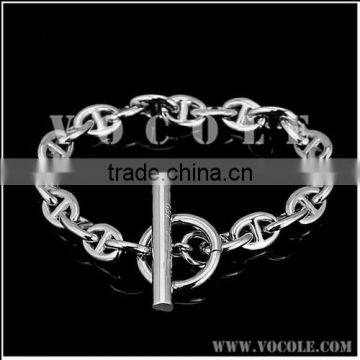 Thick chain stainless steel O ring with stick clasp bracelet jewelry