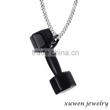 wholesale black plated stainless steel dumbbell pendant