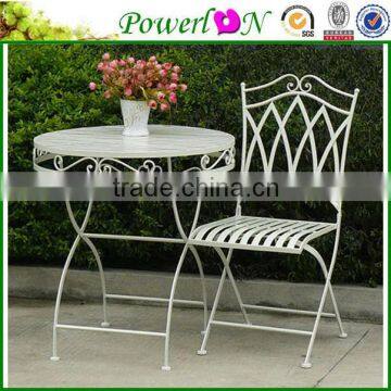 Popular Antique White Metal Table Chair Folding Patio Sets