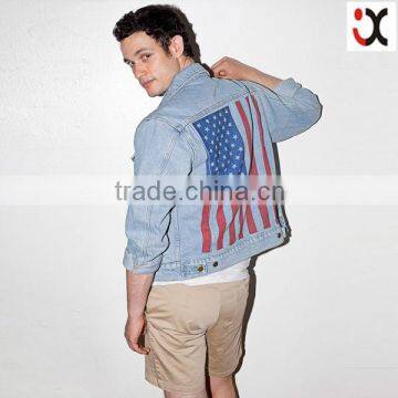 Hot Sale Cool Style US Flag Screen Printed Denim Jackets (JXY025)