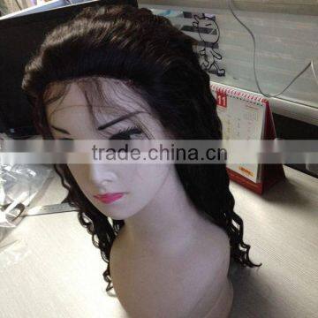 18inch Brazilian Virgin Hair Natural Color Full Lace Wig Virgin Brazilian Hair Lace Wig