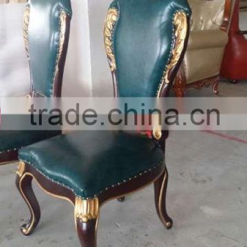 2016 Antique luxury dining chair wooden leather seat wooden tabla and chair