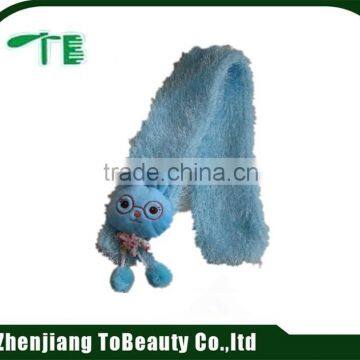 blue polyester plush animal scarf