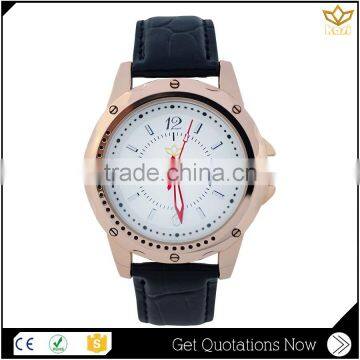 New arrival alloy case black leather stainless steel back quartz watch women Y020