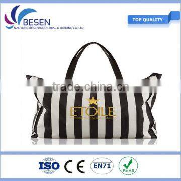 Fashion balck strips Large capacity Travelling bag