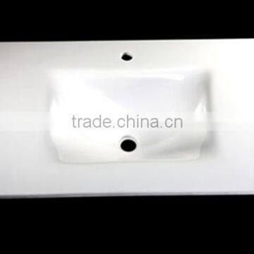 Square Pure White Artificial Stone Ceramic Basin