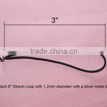 hang tag black stretch loop with silver metal ball