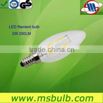 New LED filament candle light 4w 2w candle filament 110v 220v filament candle haining jiaxing zhejiang china