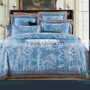 good quality polycotton jacquard home textile bedding sets,blue comforter