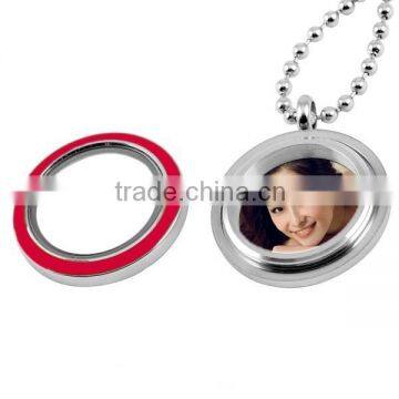 SRP9008 Trend 2016 Stainless Steel Jewelry Enamel Red Circle Photo Locket