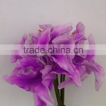 wedding favor flower artificial 6 head lily bouquet wholesale purple lily bouquet