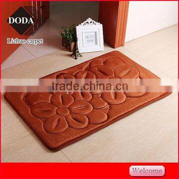 fashion flowers shaped Plain color memory foam door mat bathroom carpet
