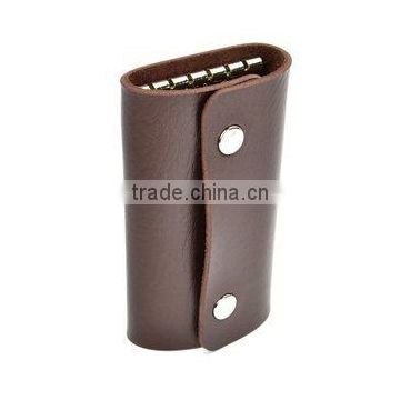 Dark Brown Color PU Leather Wallet Style Key Holder/Case