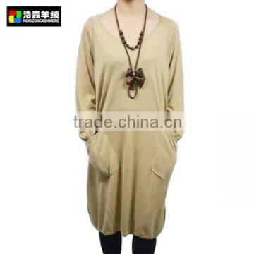 Women's Silk Cashmere Sweater Dress, Women Plain Long Dress