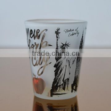 Frosted shot glass with scenery spot